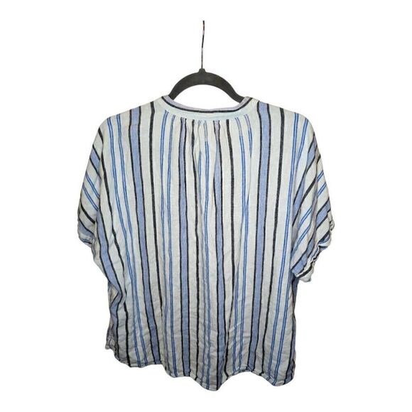 A New Day Striped Short Sleeve V Neck Top - Picture 2 of 5